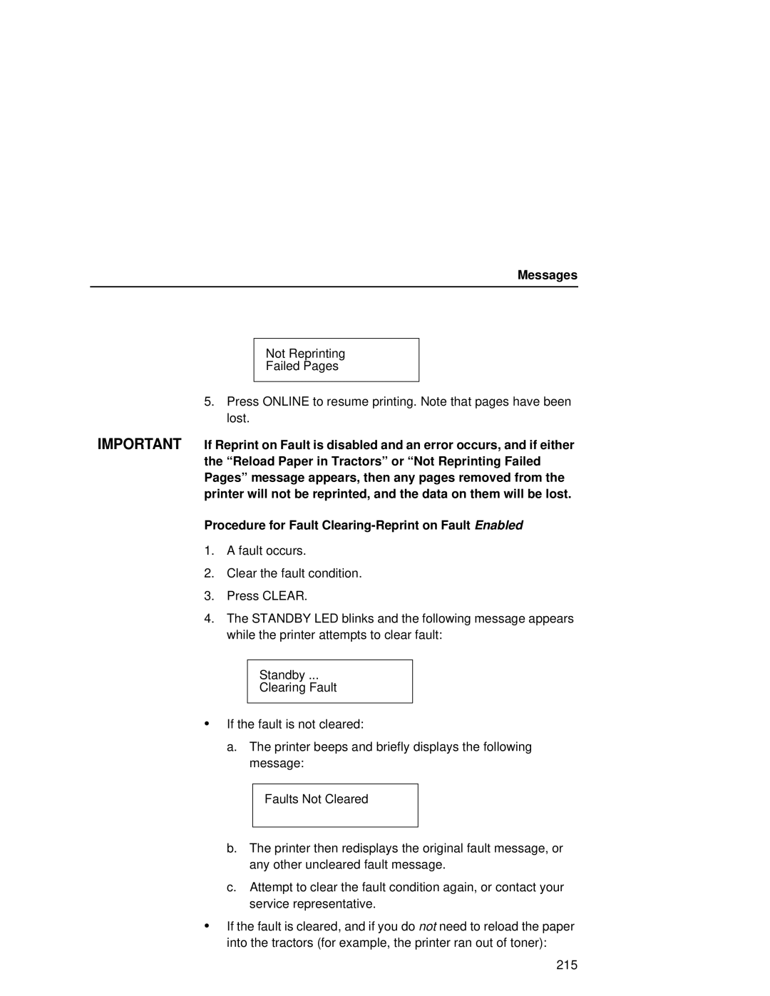 Printronix L5035 user manual Messages 