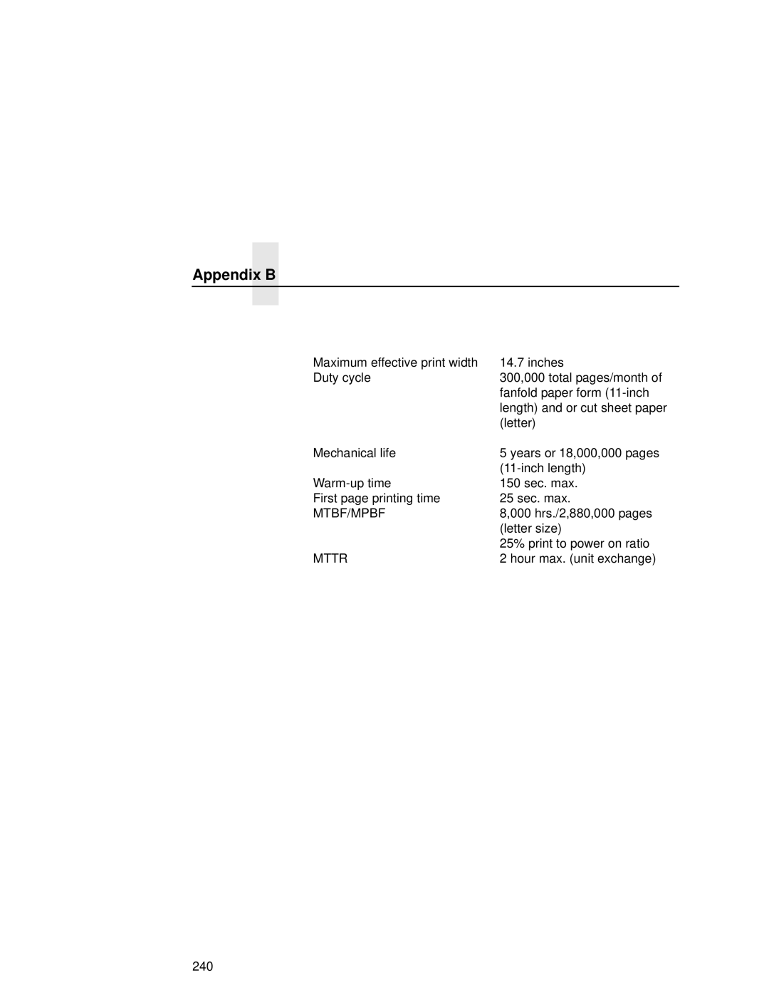 Printronix L5035 user manual Mtbf/Mpbf 