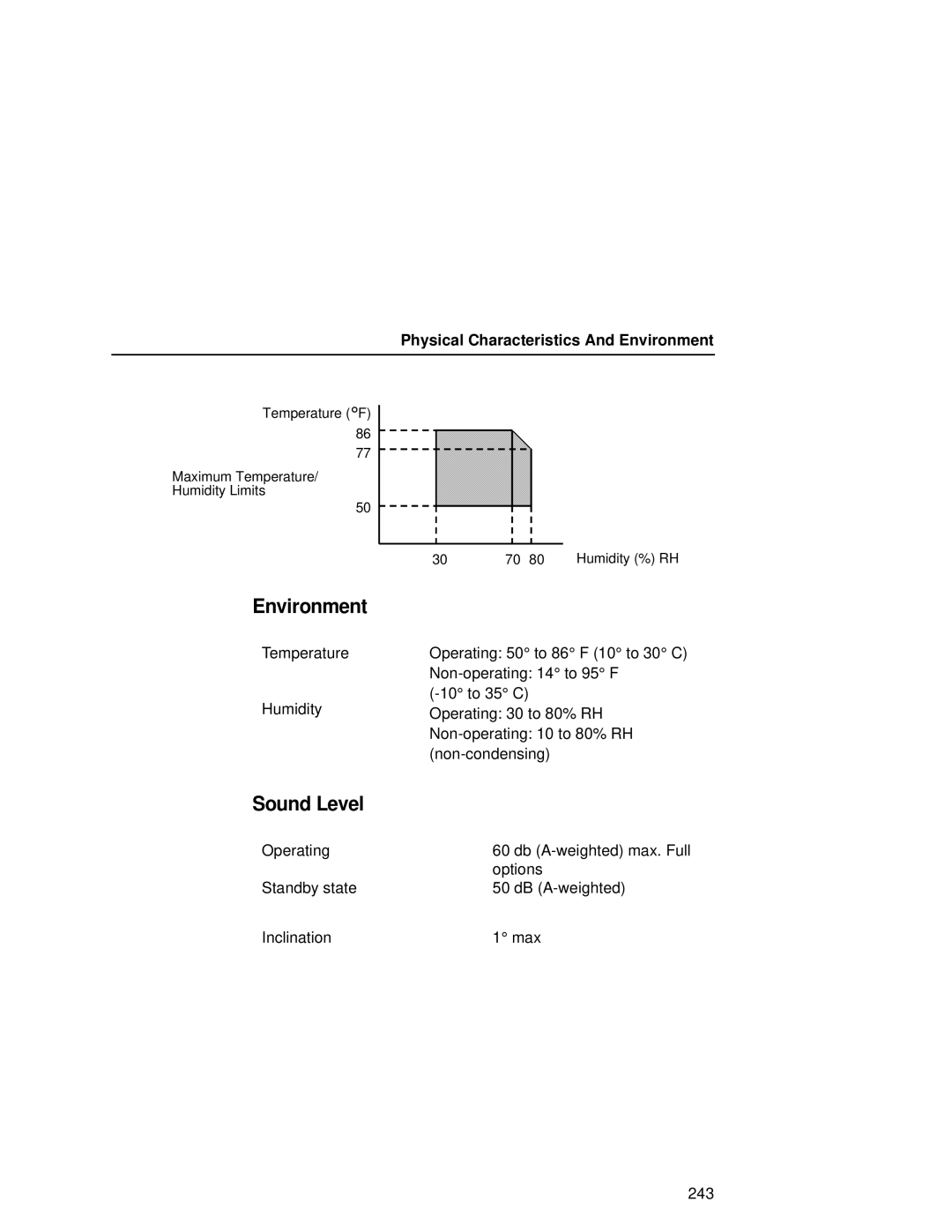 Printronix L5035 user manual Sound Level, Physical Characteristics And Environment 