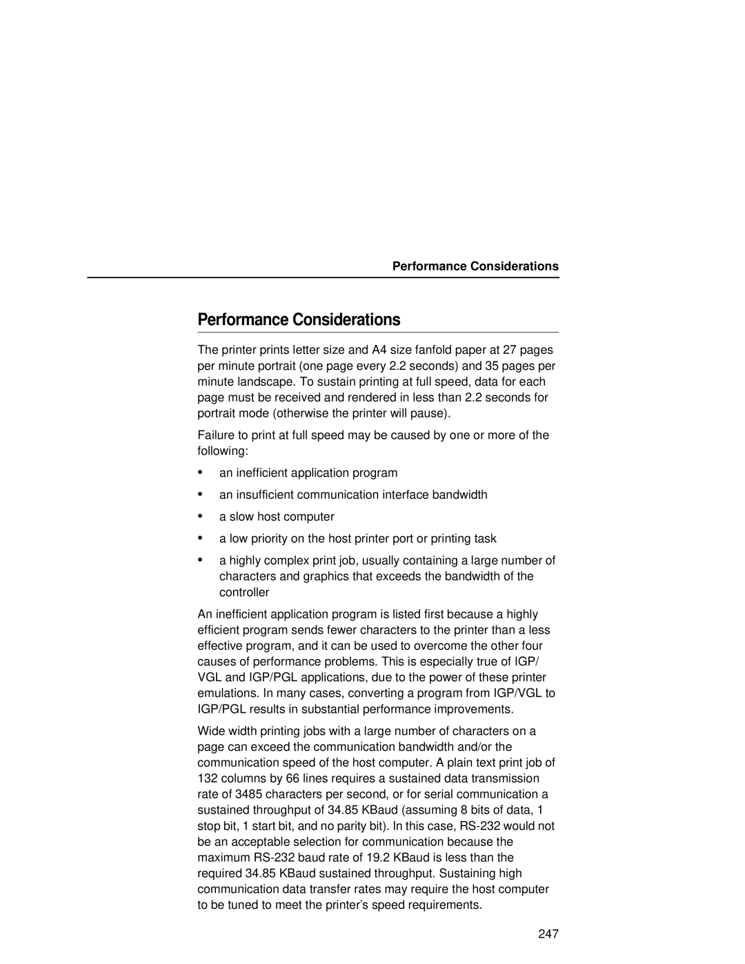 Printronix L5035 user manual Performance Considerations 