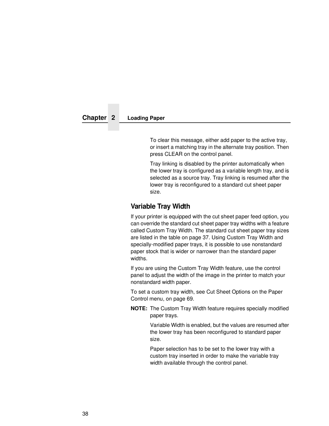 Printronix L5035 user manual Variable Tray Width 