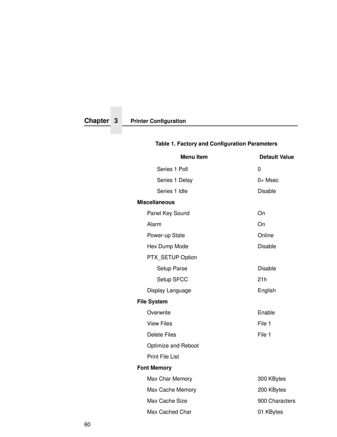 Printronix L5035 user manual Miscellaneous, File System, Font Memory 