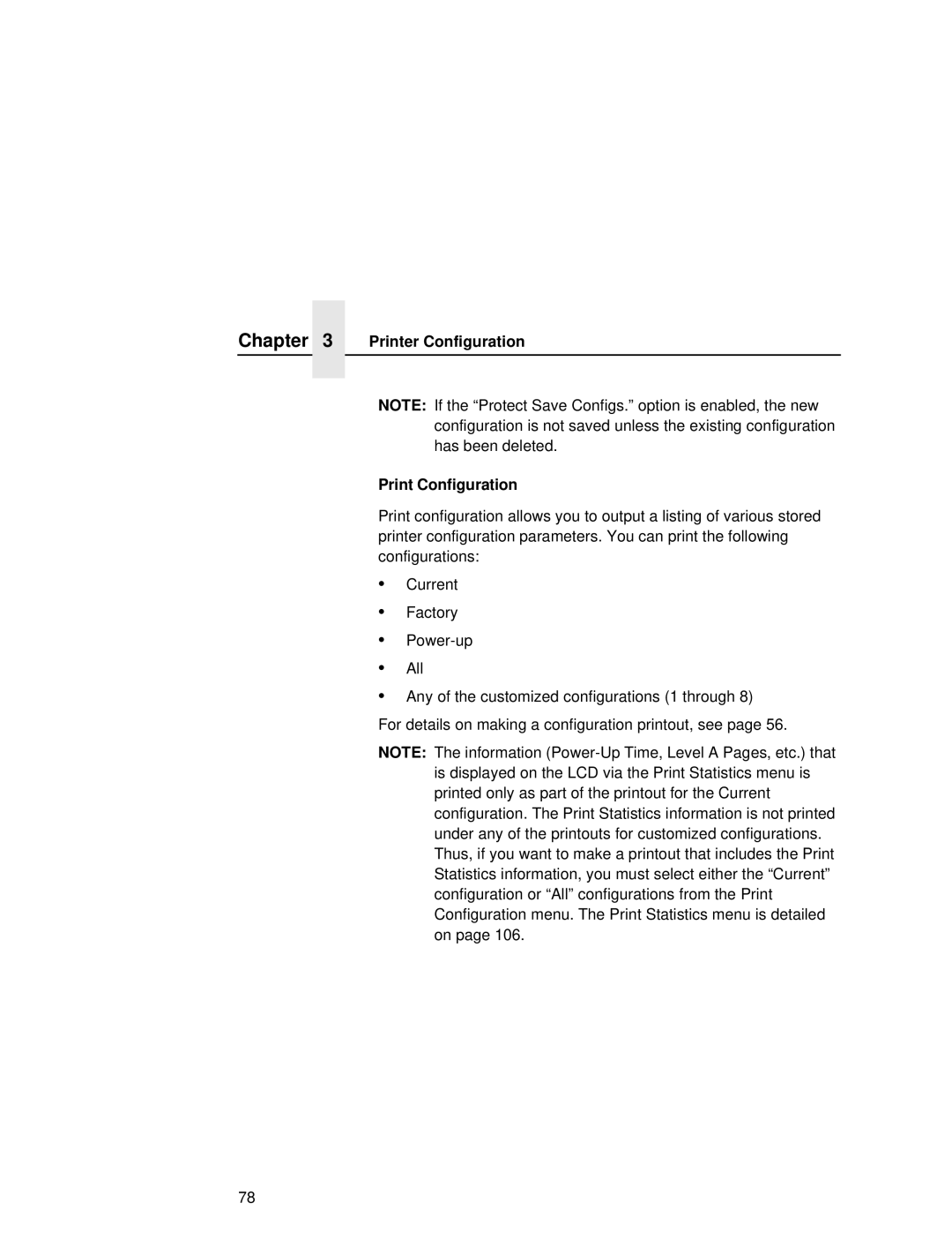 Printronix L5035 user manual Printer Configuration Print Configuration 