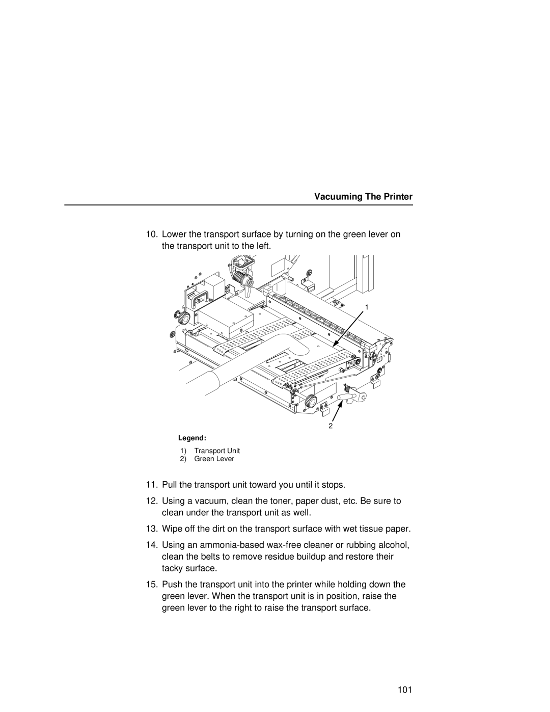 Printronix L5535 manual Transport Unit Green Lever 