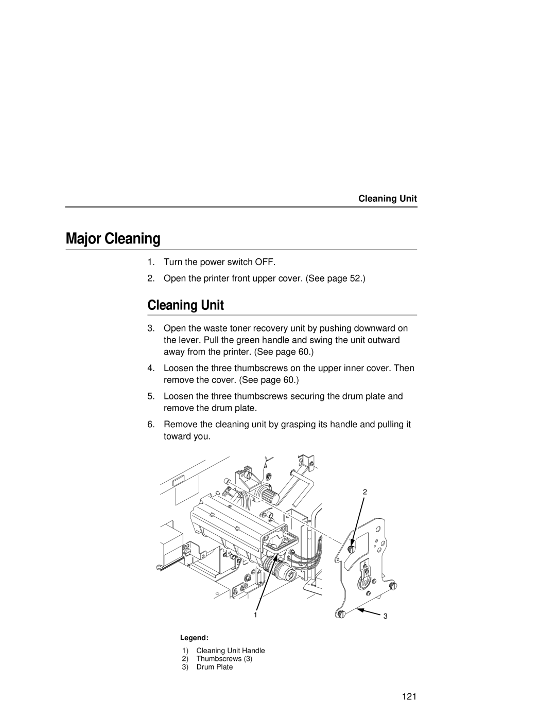 Printronix L5535 manual Major Cleaning, Cleaning Unit 