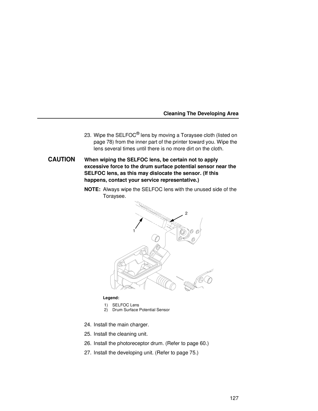 Printronix L5535 manual Cleaning The Developing Area 