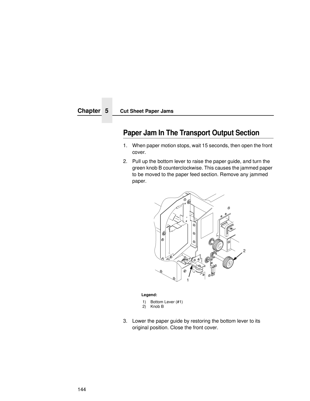 Printronix L5535 manual Paper Jam In The Transport Output Section 