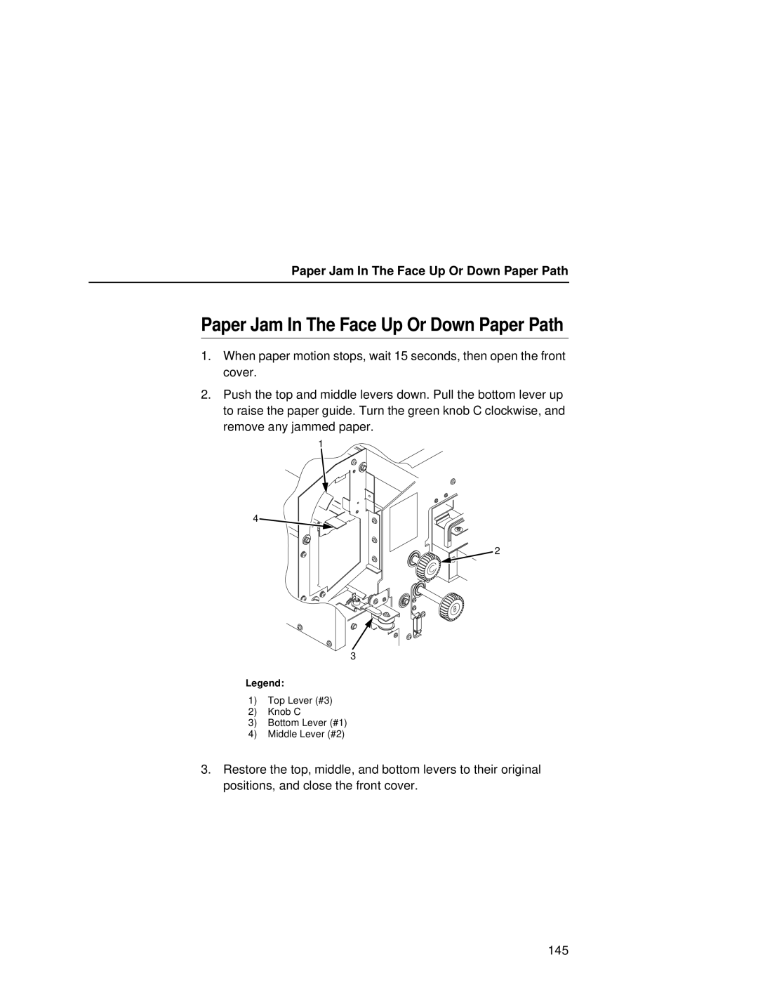 Printronix L5535 manual Paper Jam In The Face Up Or Down Paper Path 