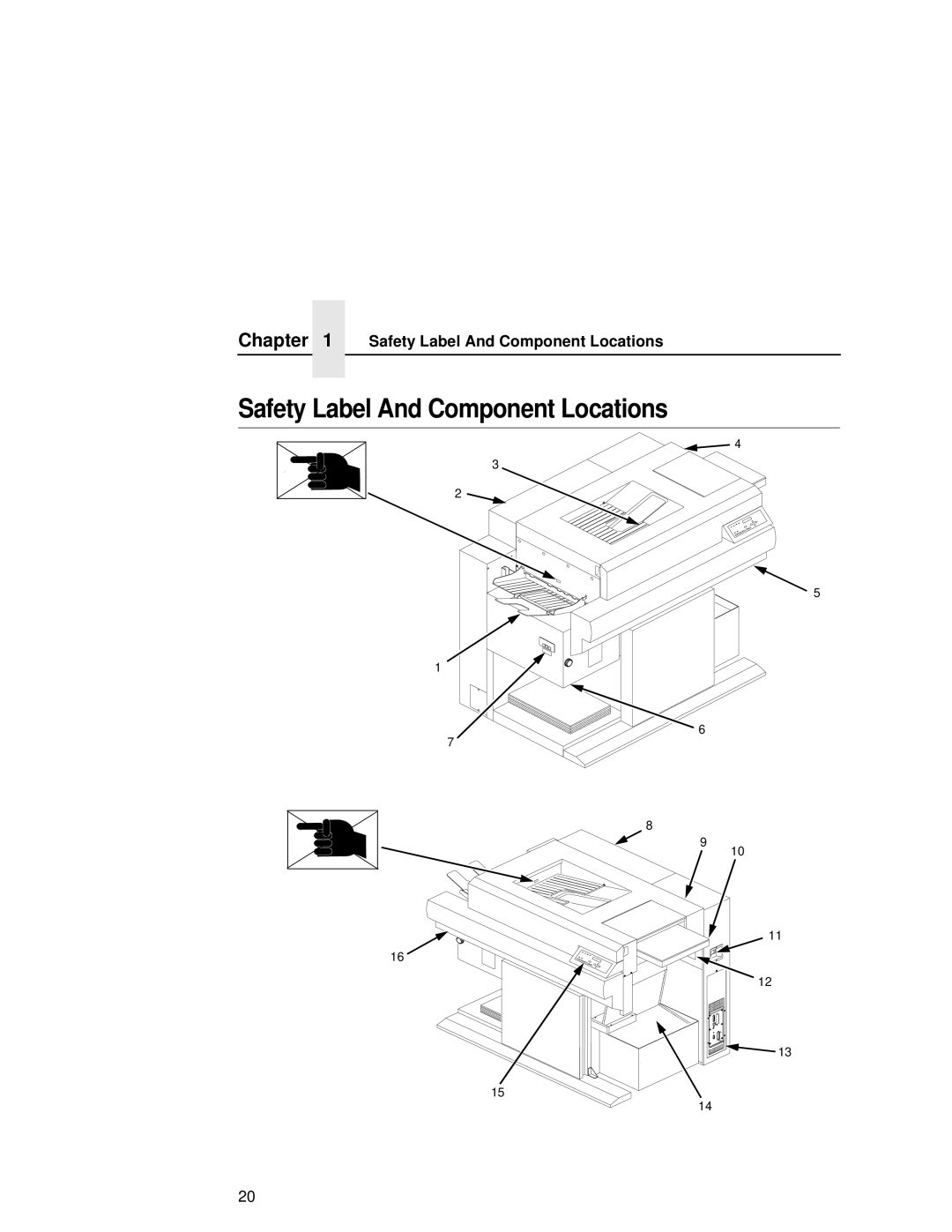 Printronix L5535 manual Safety Label And Component Locations 