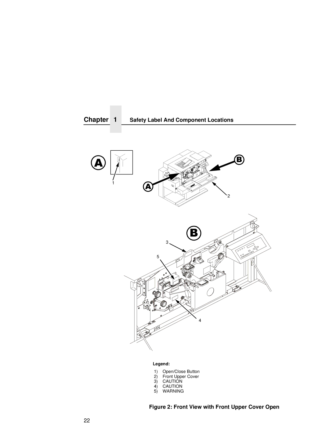 Printronix L5535 manual Front View with Front Upper Cover Open 