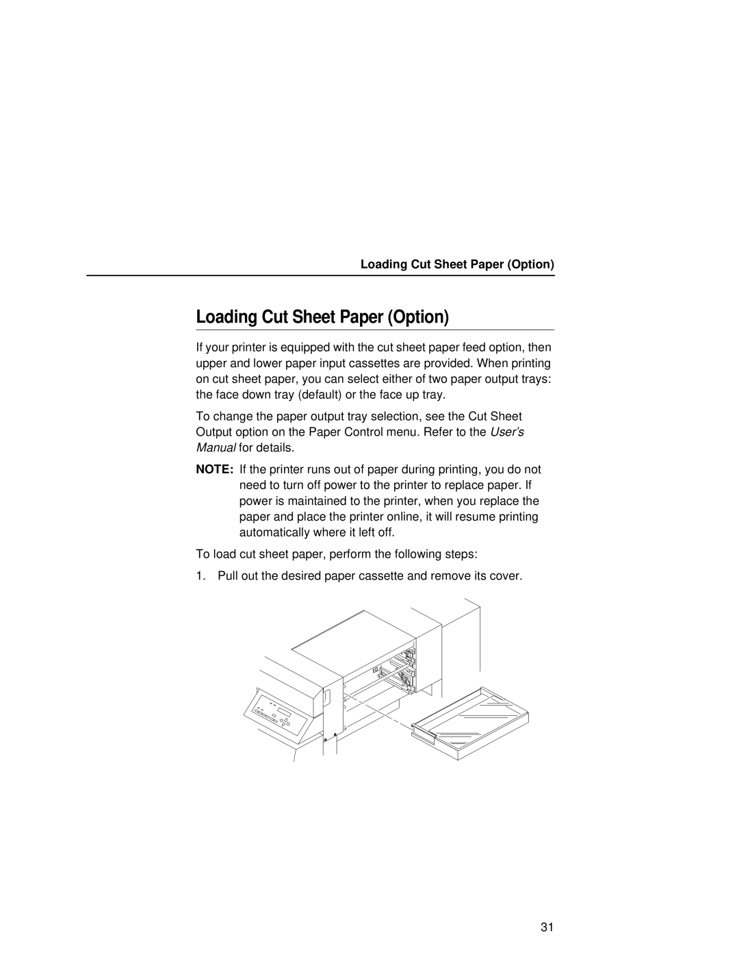 Printronix L5535 manual Loading Cut Sheet Paper Option 