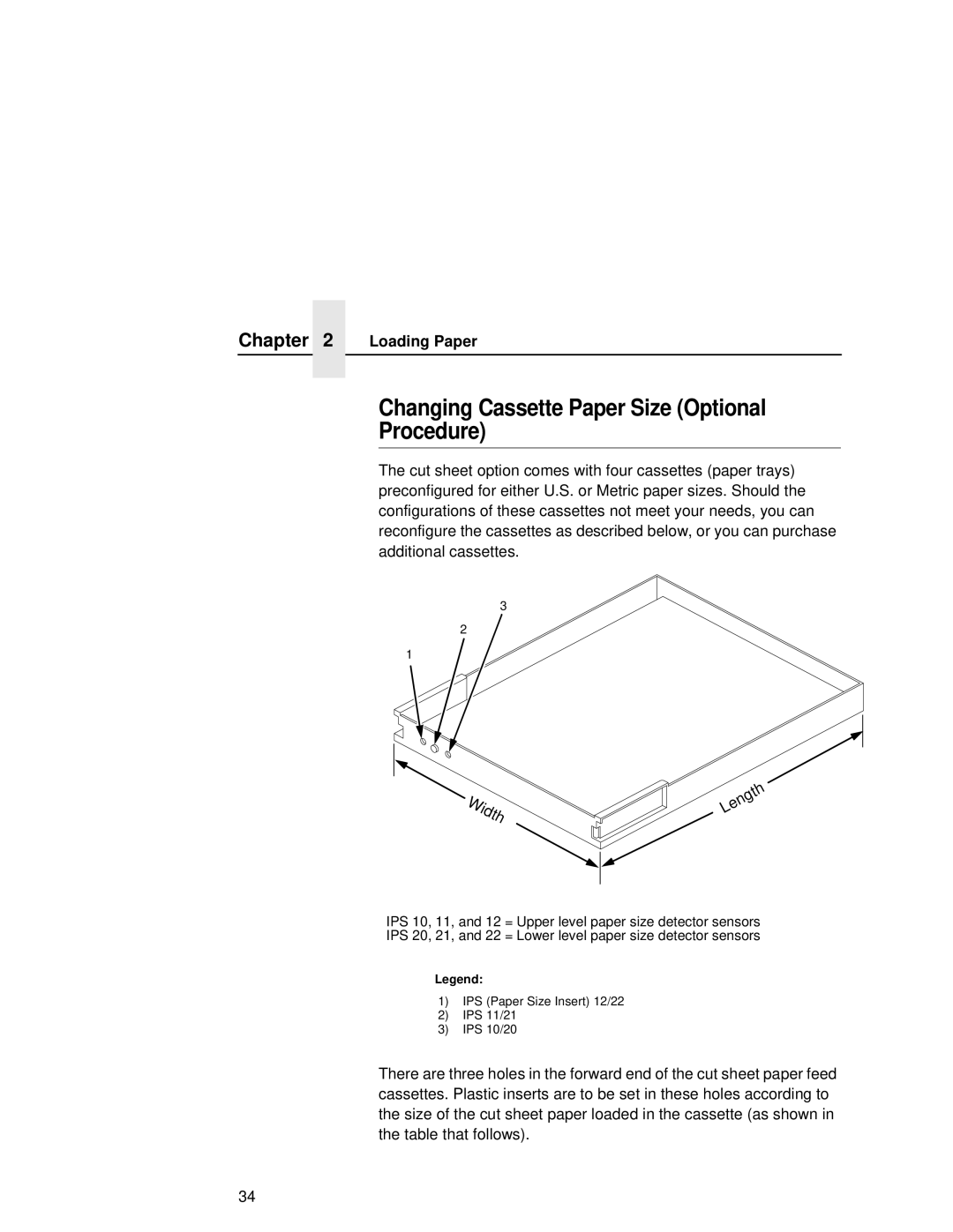 Printronix L5535 manual Changing Cassette Paper Size Optional Procedure, Width 