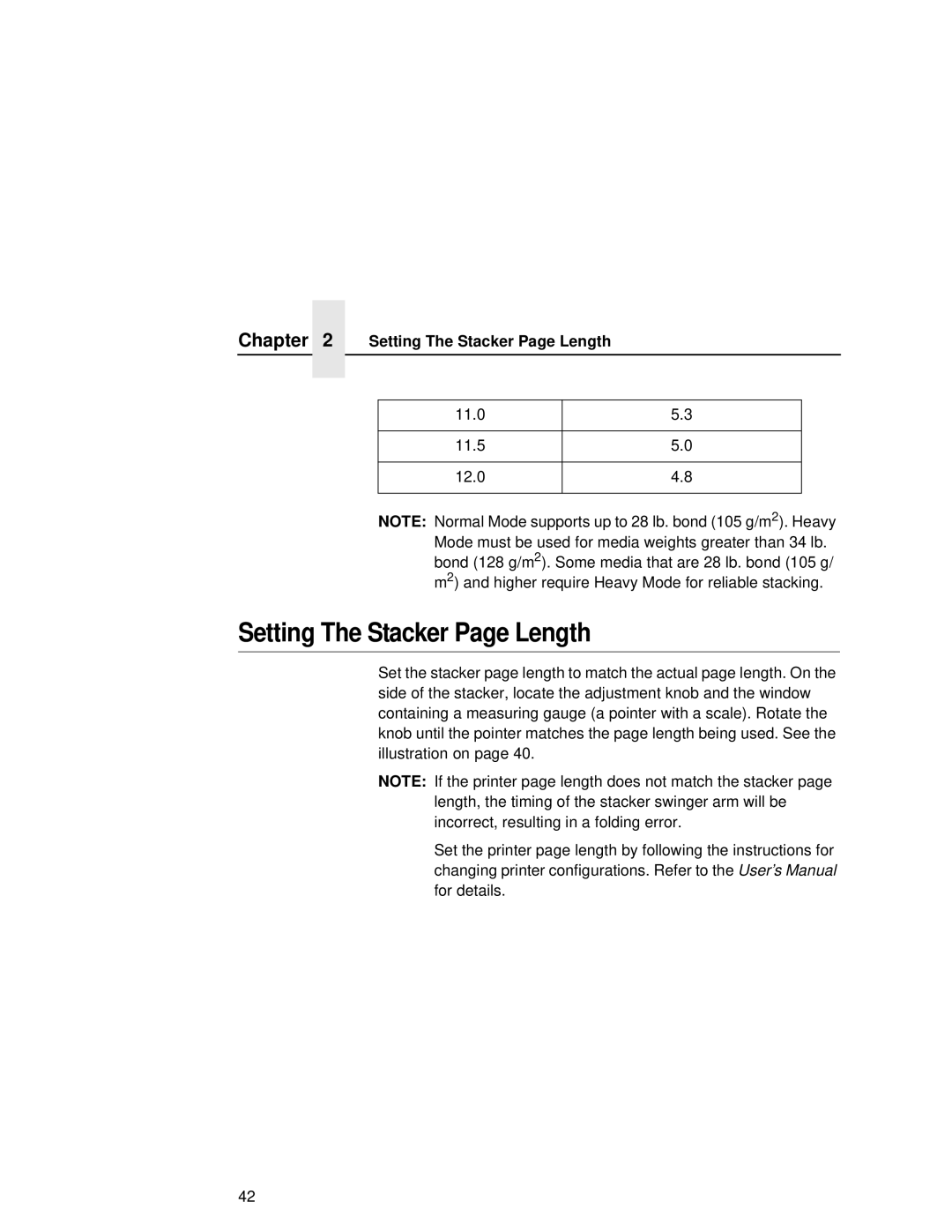 Printronix L5535 manual Setting The Stacker Page Length 