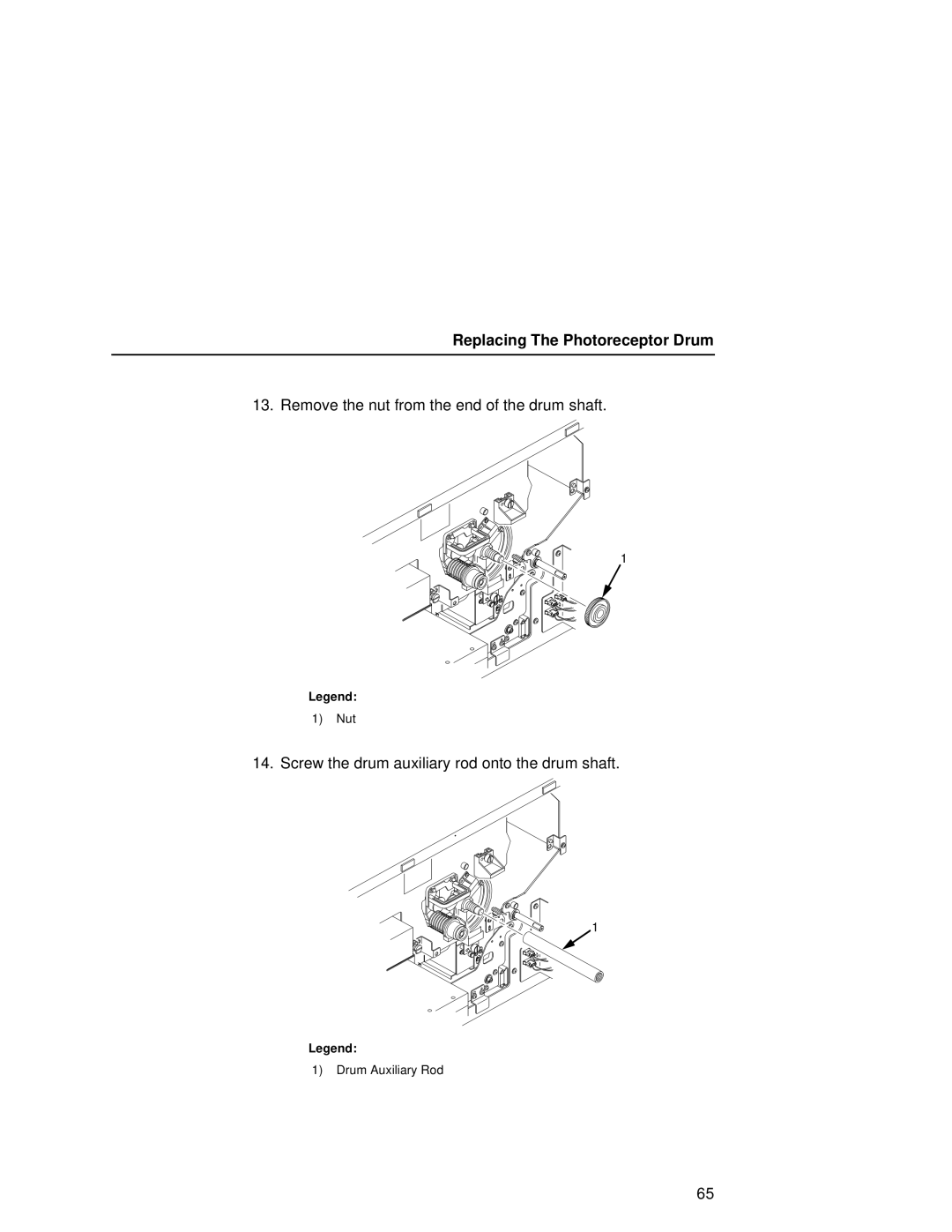 Printronix L5535 manual Remove the nut from the end of the drum shaft 