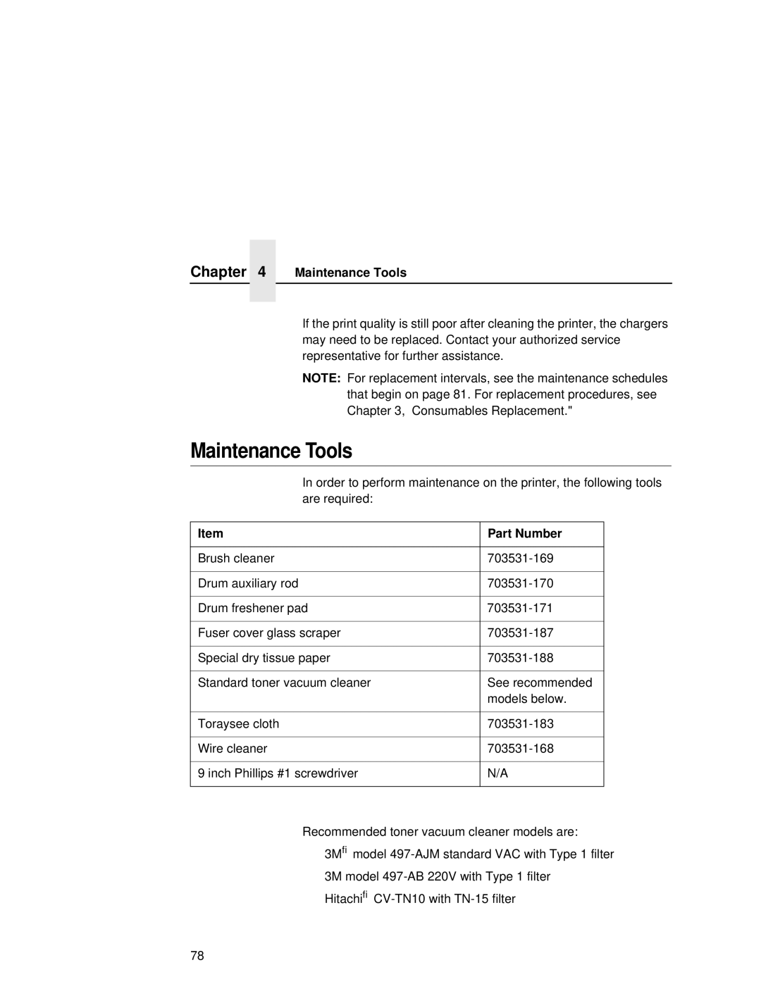 Printronix L5535 manual Maintenance Tools 