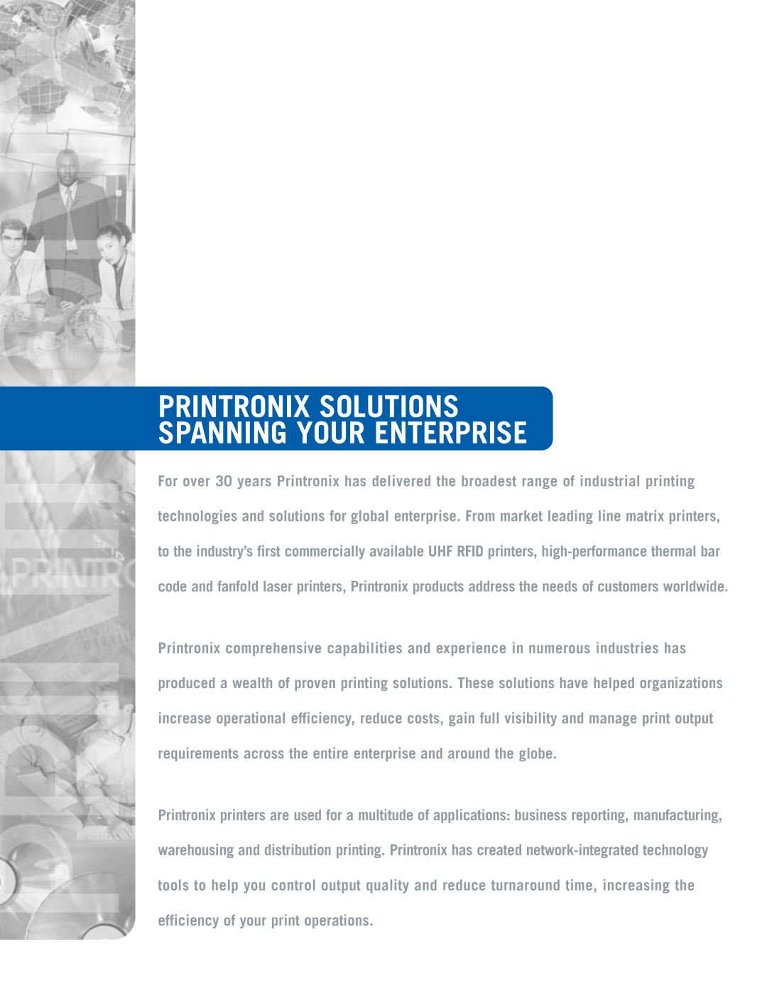 Printronix laser printers manual Printronix Solutions Spanning Your Enterprise 