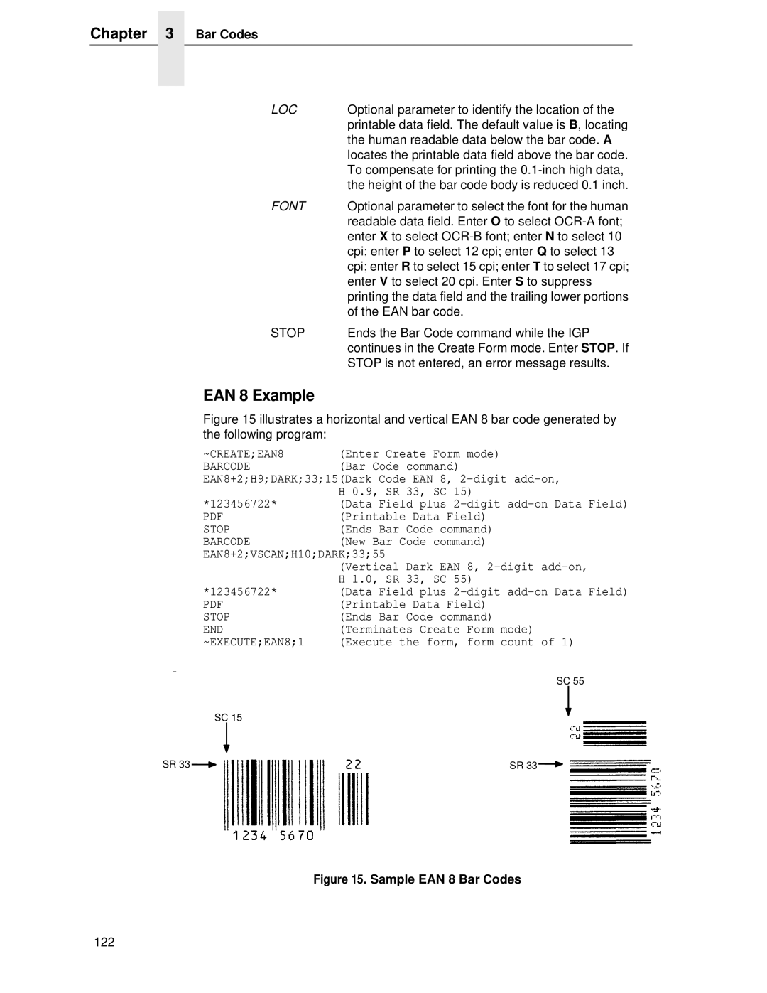 Printronix LQH-HWTM manual EAN 8 Example 