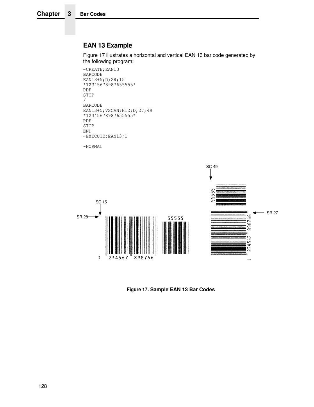 Printronix LQH-HWTM manual EAN 13 Example, Sample EAN 13 Bar Codes 