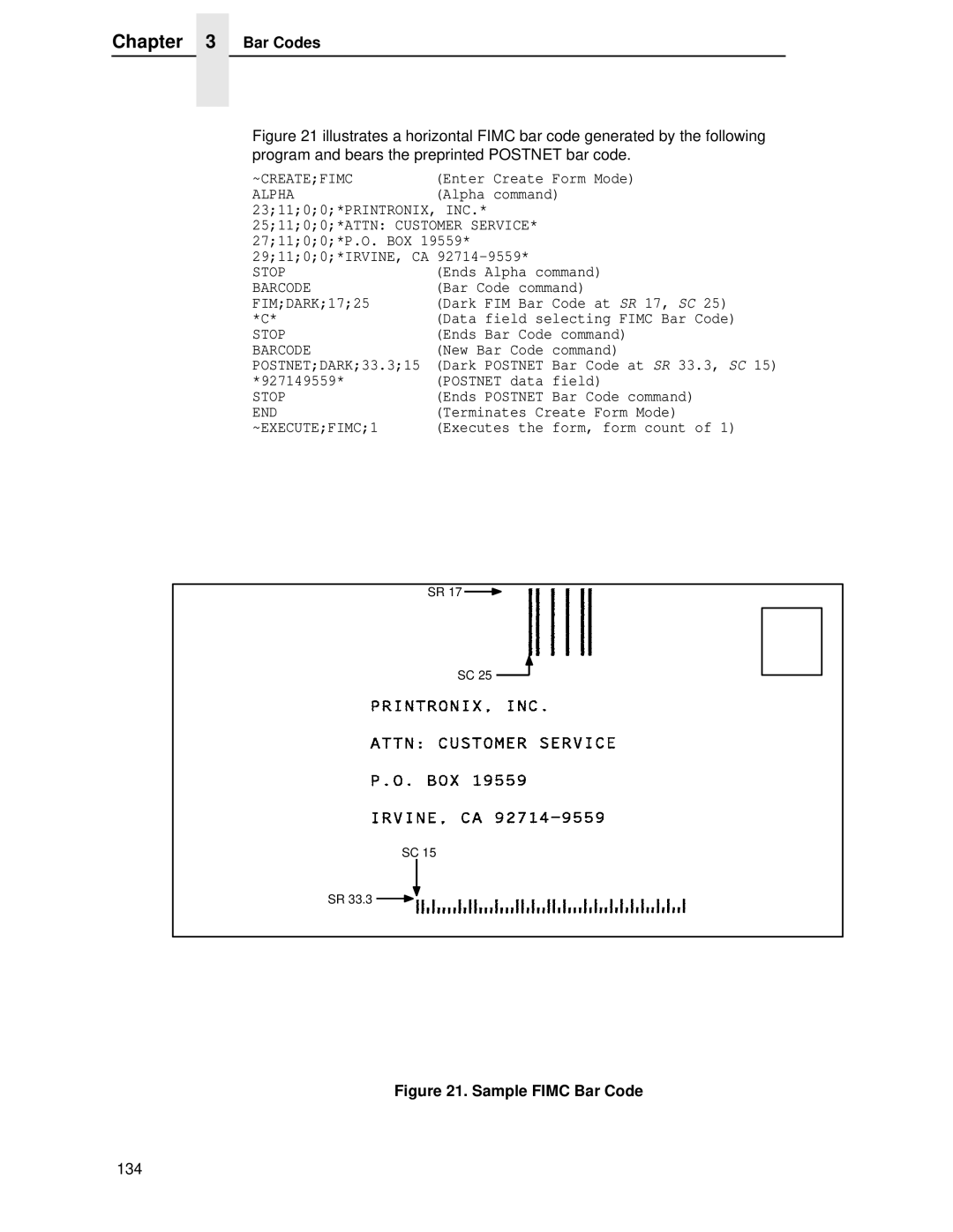 Printronix LQH-HWTM manual Sample Fimc Bar Code 