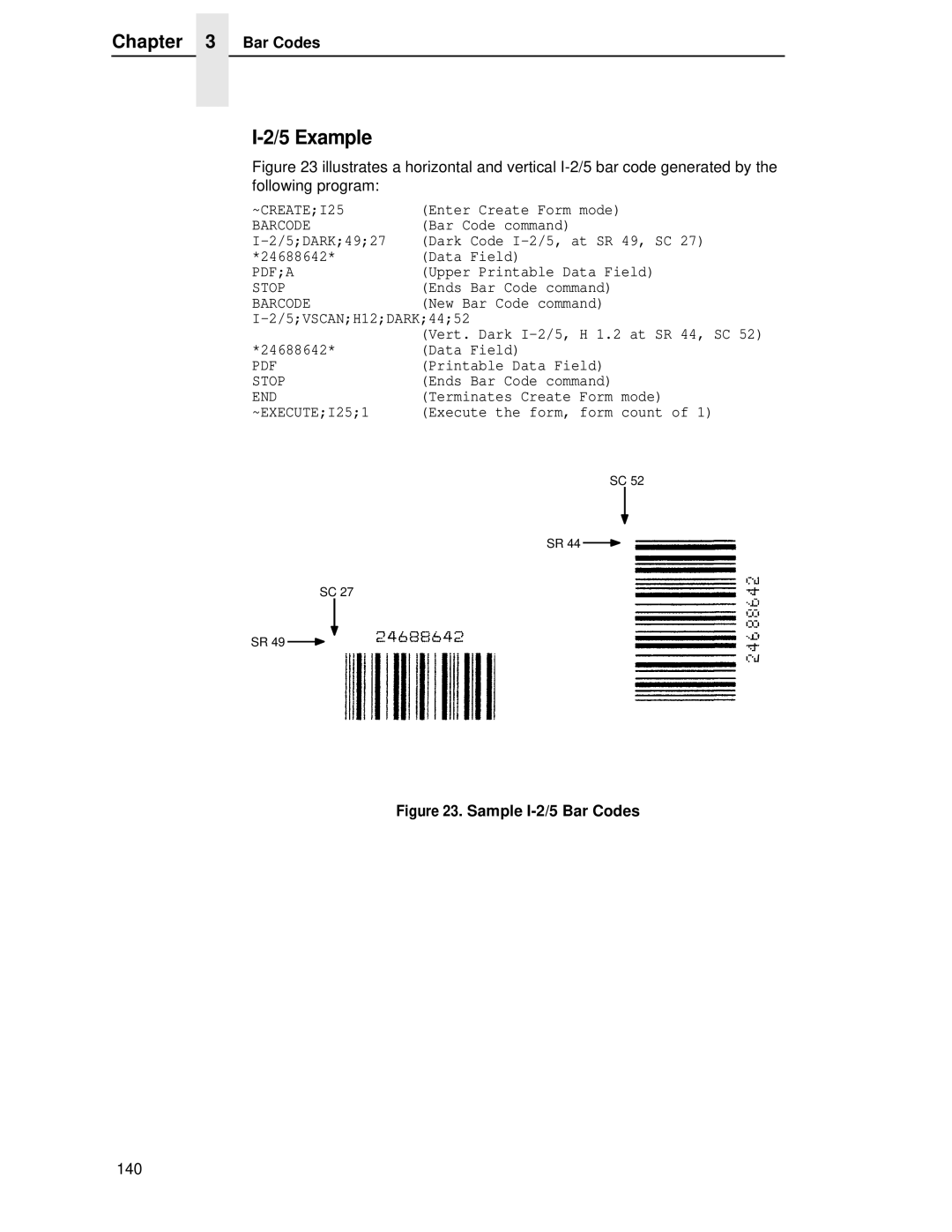 Printronix LQH-HWTM manual Example, Sample I-2/5 Bar Codes 