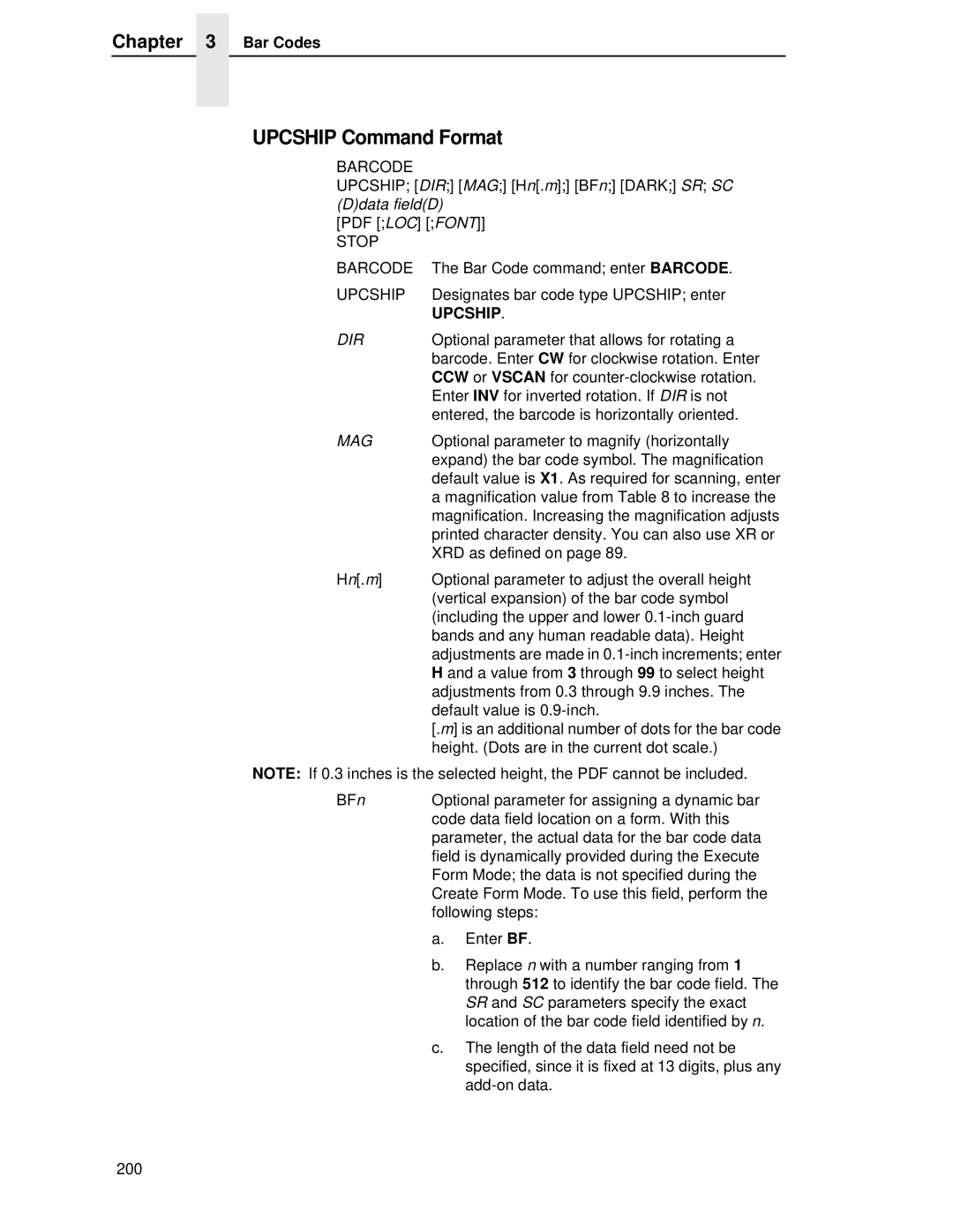 Printronix LQH-HWTM manual Upcship Command Format, Barcode 