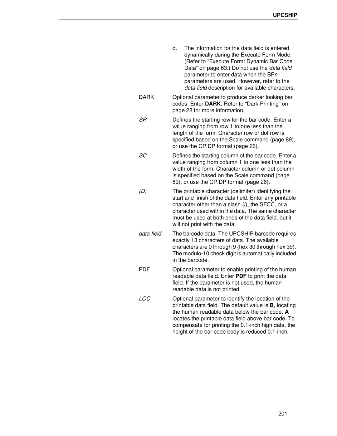 Printronix LQH-HWTM manual 201 