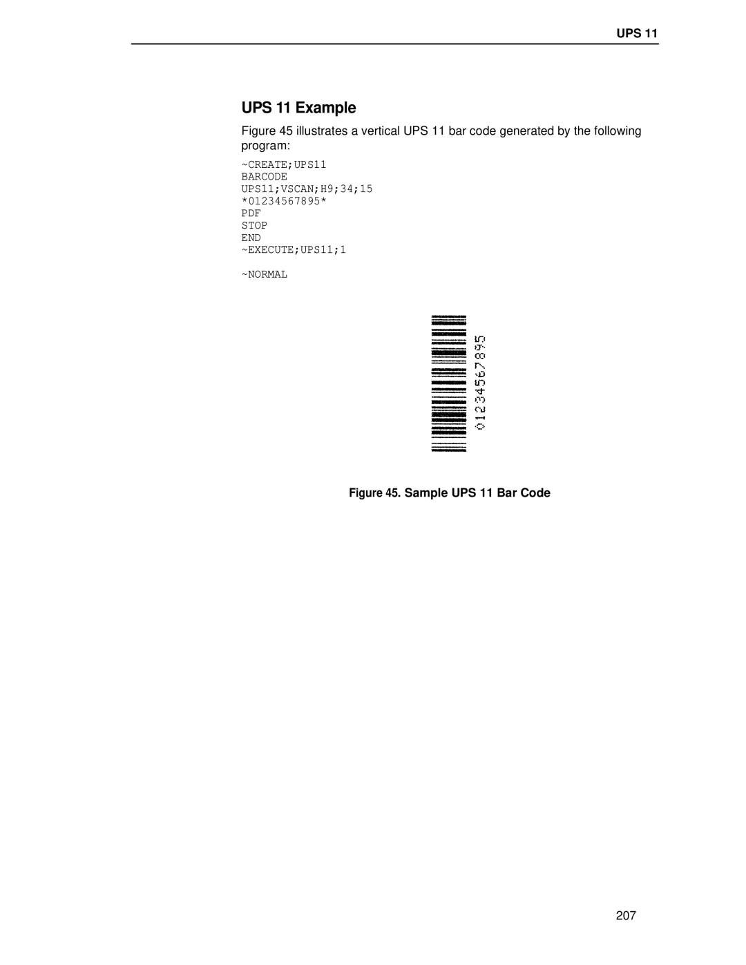 Printronix LQH-HWTM manual UPS 11 Example, Sample UPS 11 Bar Code 