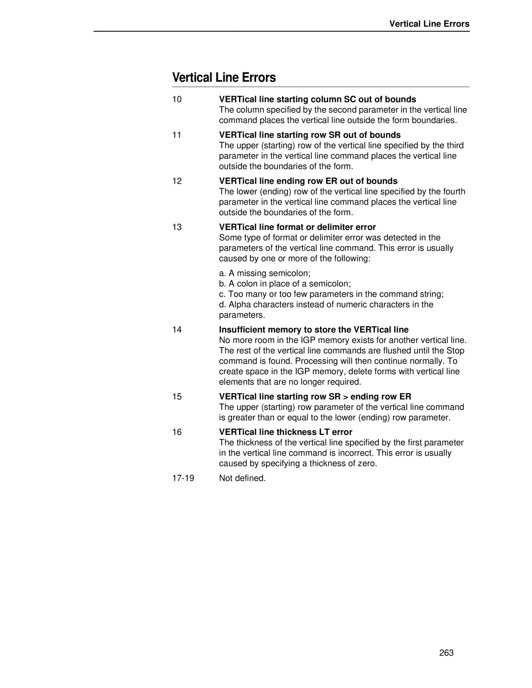 Printronix LQH-HWTM manual Vertical Line Errors 