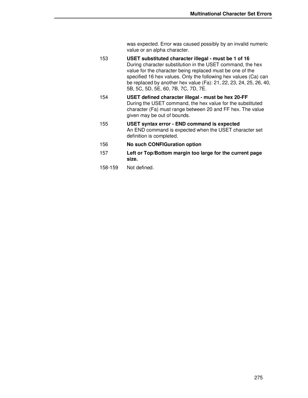 Printronix LQH-HWTM manual Multinational Character Set Errors 