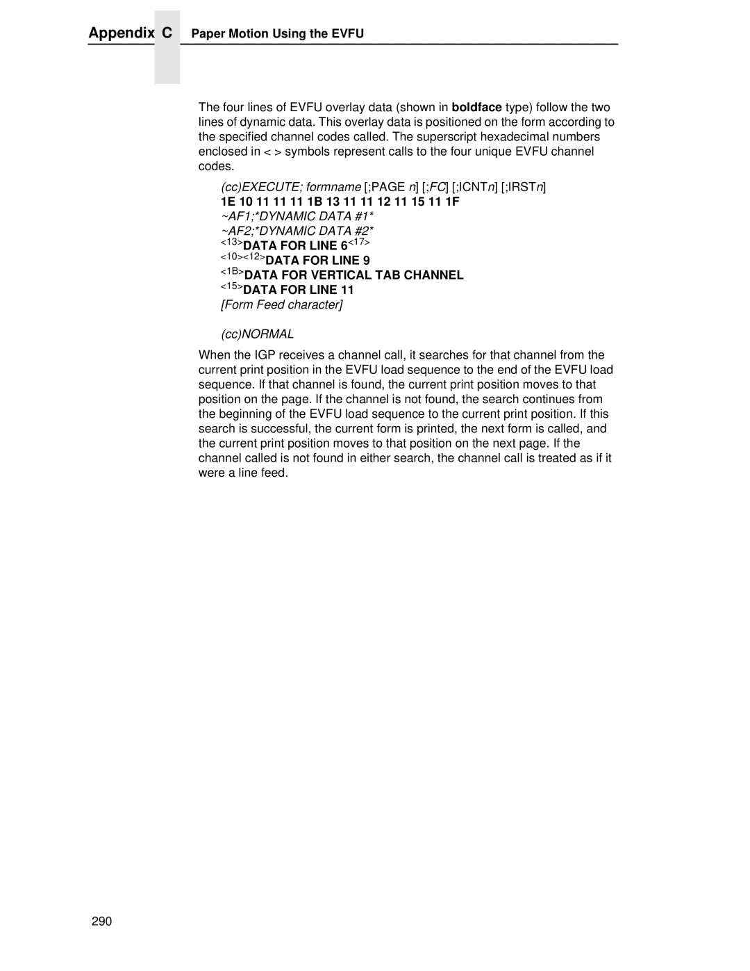 Printronix LQH-HWTM manual 1BDATA for Vertical TAB Channel 15DATA for Line 