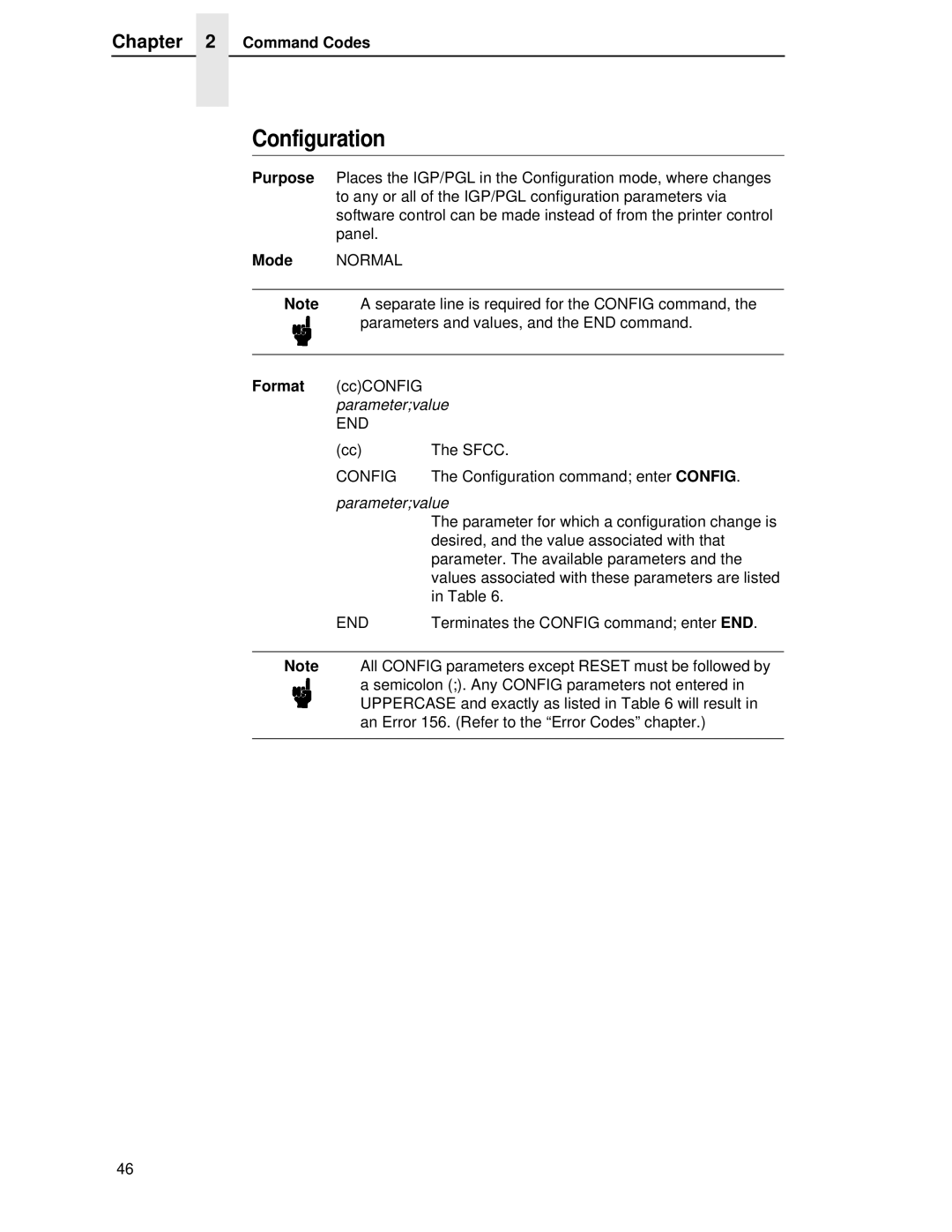 Printronix LQH-HWTM manual Configuration, Parametervalue, End 