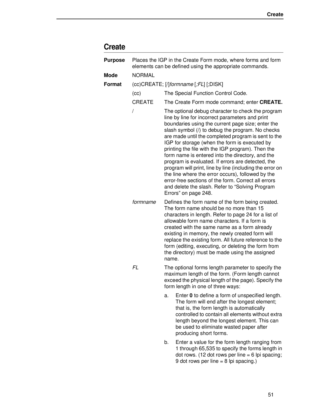 Printronix LQH-HWTM manual Create 