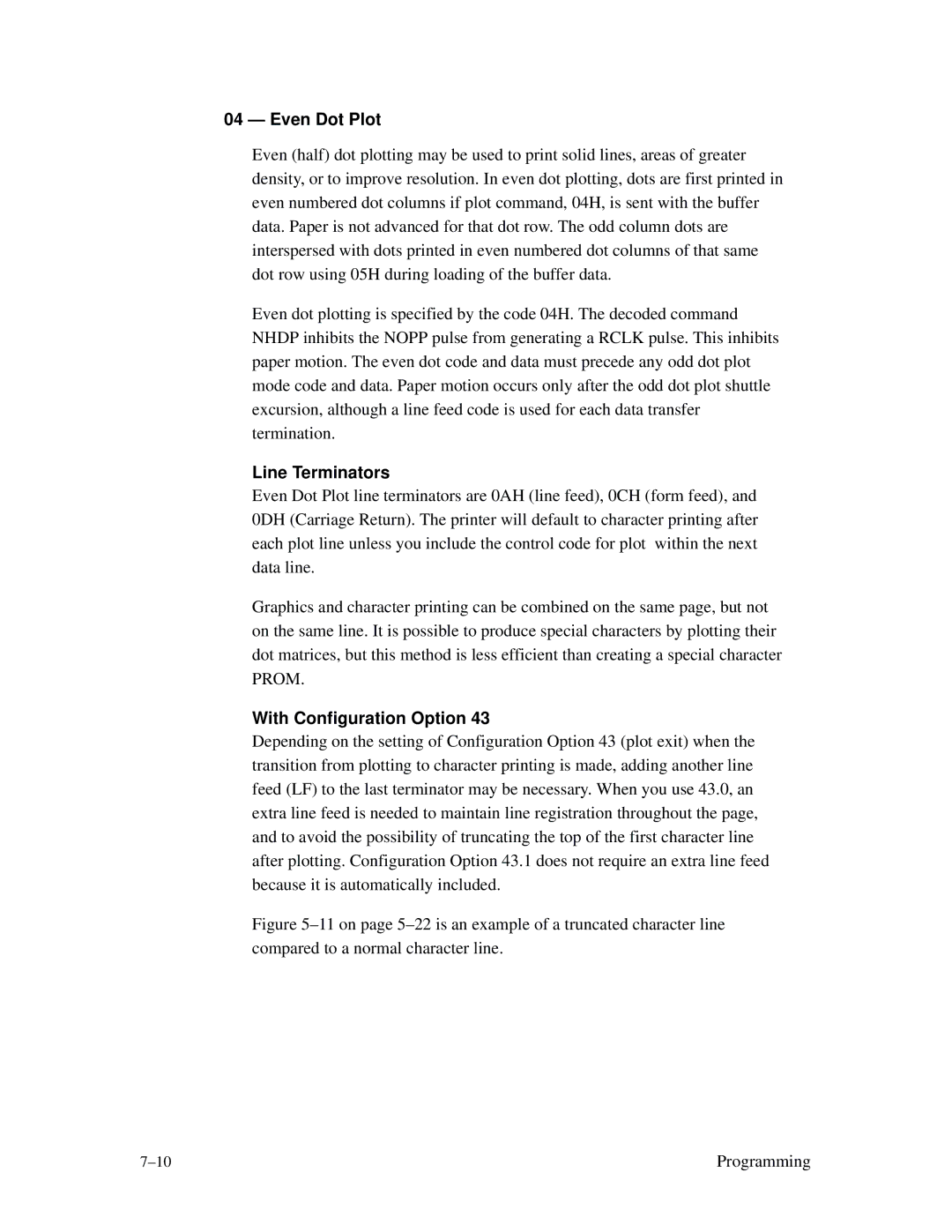 Printronix MVP Series user manual Even Dot Plot, Line Terminators 