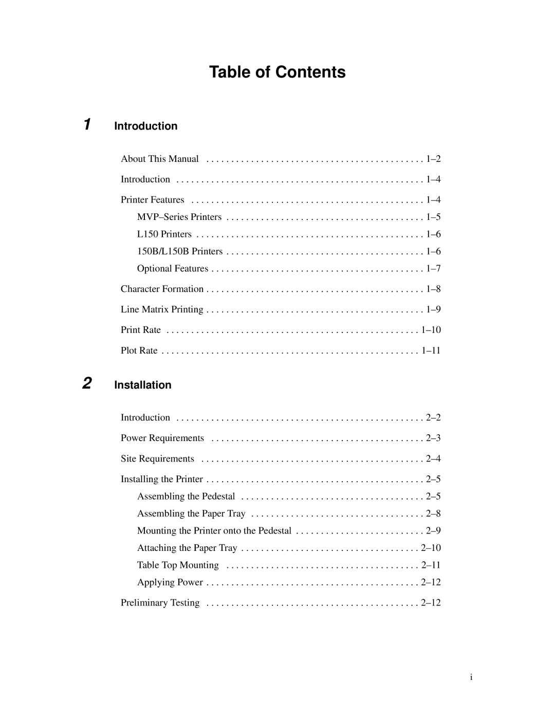 Printronix MVP Series user manual Table of Contents 