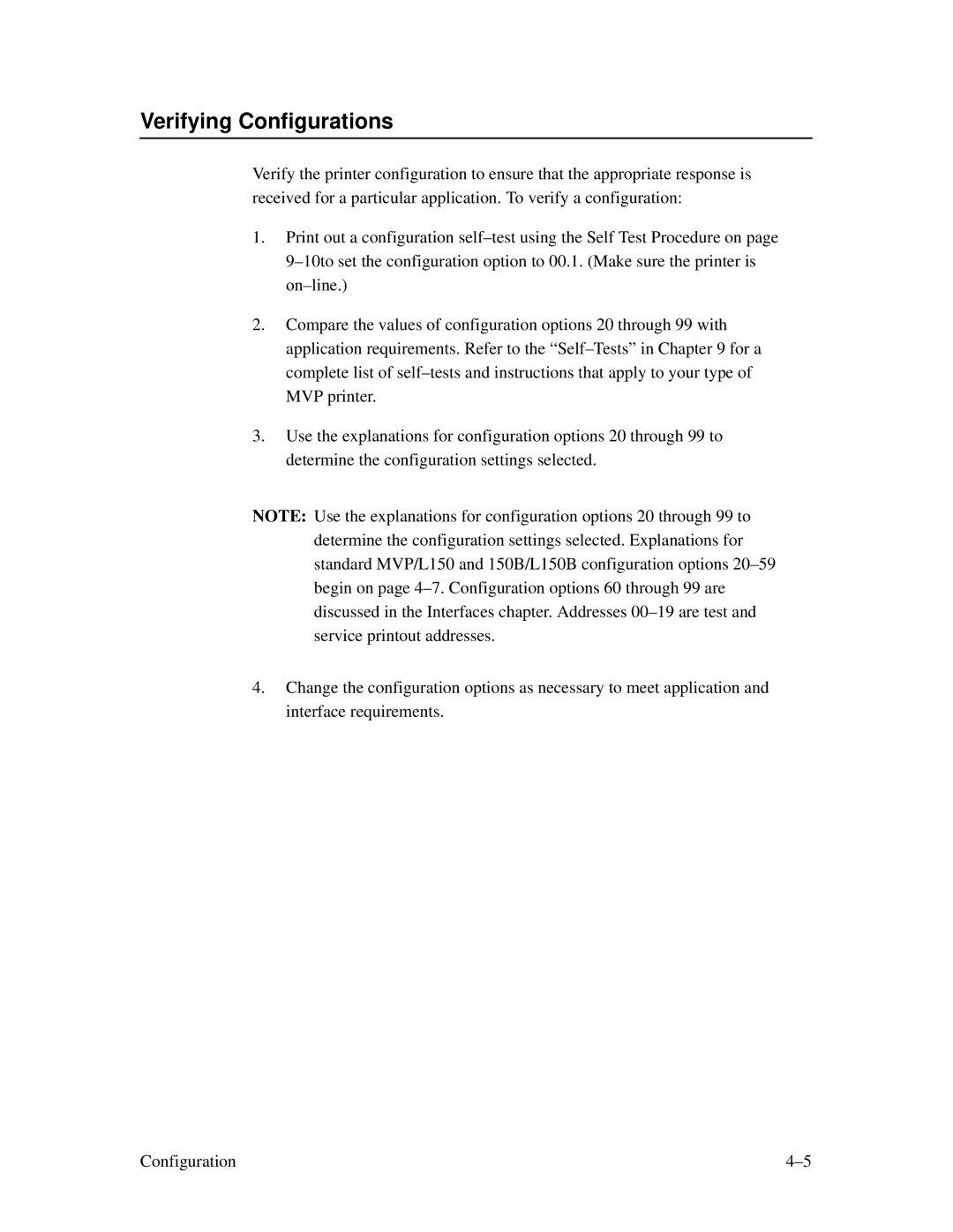 Printronix MVP Series user manual Verifying Configurations 