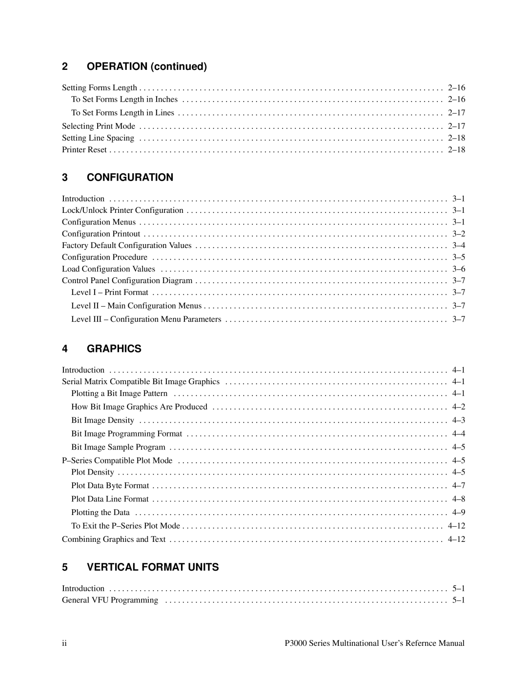 Printronix P3000 Series manual Operation, Configuration 