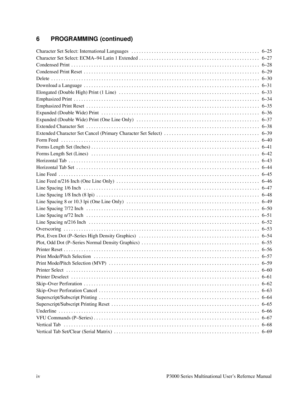 Printronix P3000 Series manual Programming 