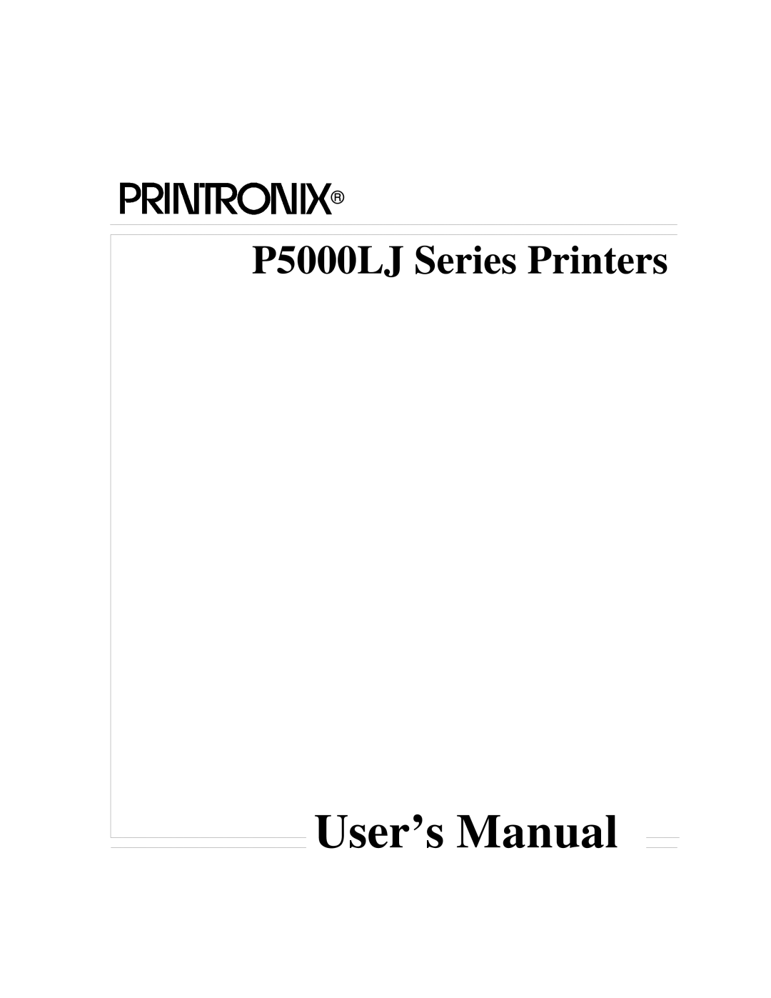 Printronix P5000LJ user manual User’s Manual 