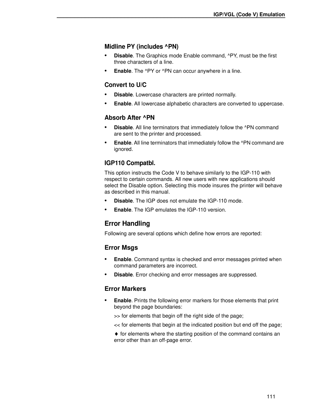 Printronix P5000LJ user manual Error Handling, Midline PY includes PN 