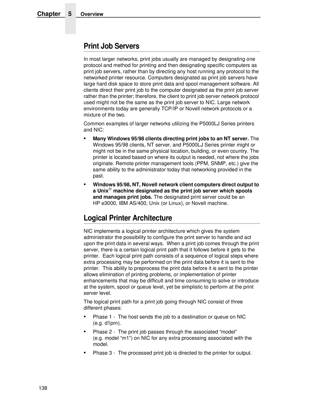 Printronix P5000LJ user manual Print Job Servers, Logical Printer Architecture 