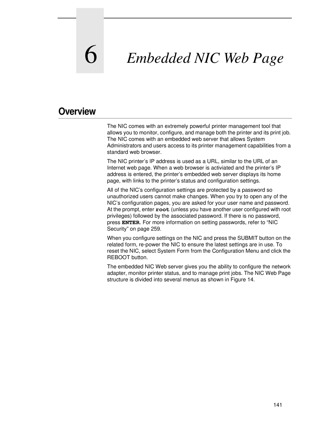 Printronix P5000LJ user manual Embedded NIC Web, Overview 