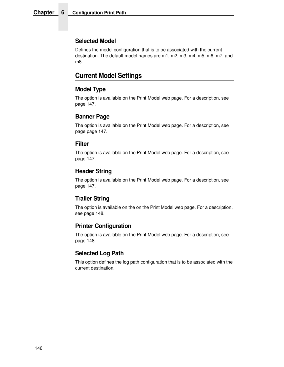 Printronix P5000LJ user manual Current Model Settings 