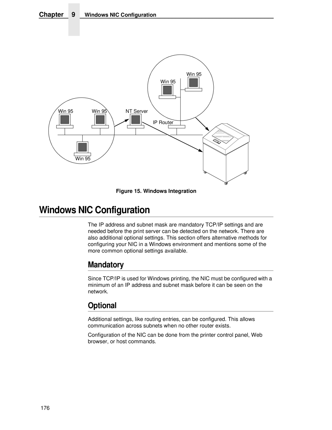 Printronix P5000LJ user manual Windows NIC Configuration, Mandatory, Optional 