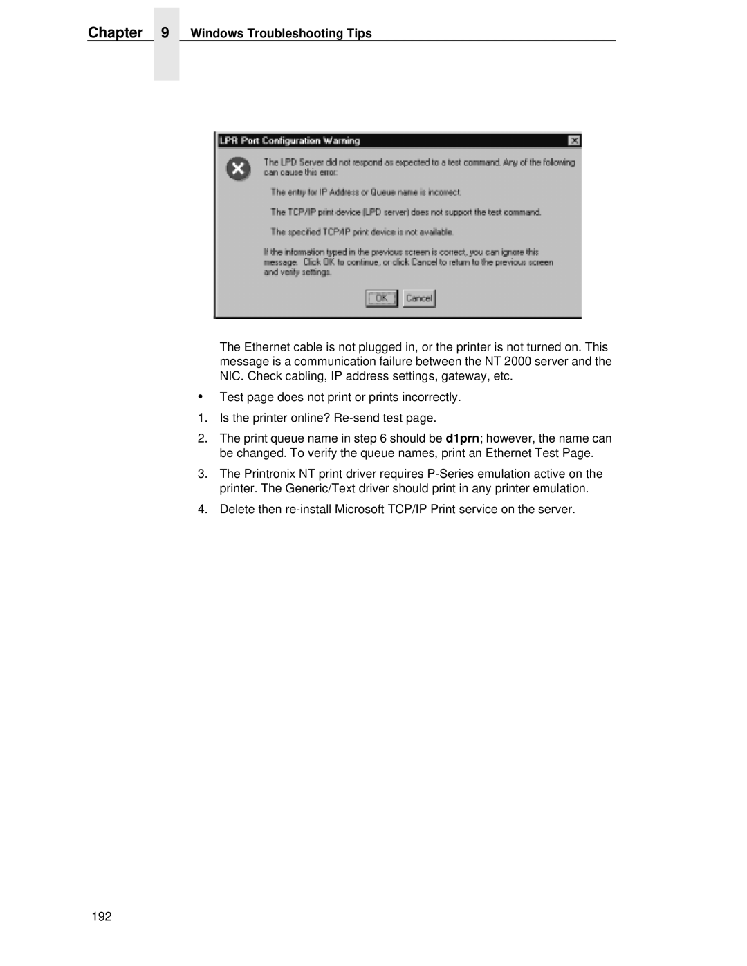 Printronix P5000LJ user manual Windows Troubleshooting Tips 