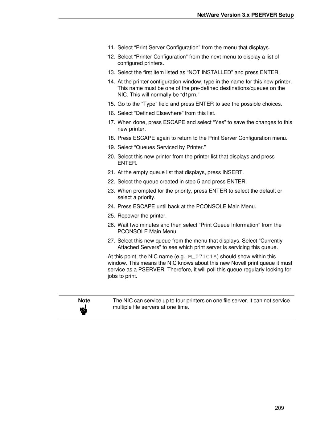 Printronix P5000LJ user manual NetWare Version 3.x Pserver Setup 