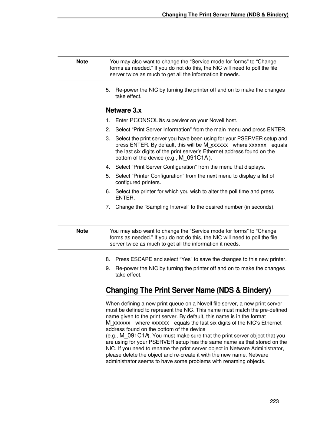 Printronix P5000LJ user manual Changing The Print Server Name NDS & Bindery 