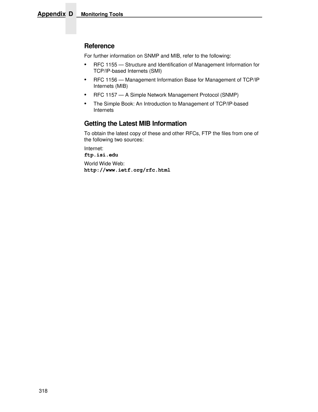 Printronix P5000LJ user manual Reference, Getting the Latest MIB Information, Ftp.isi.edu, Appendix D Monitoring Tools 