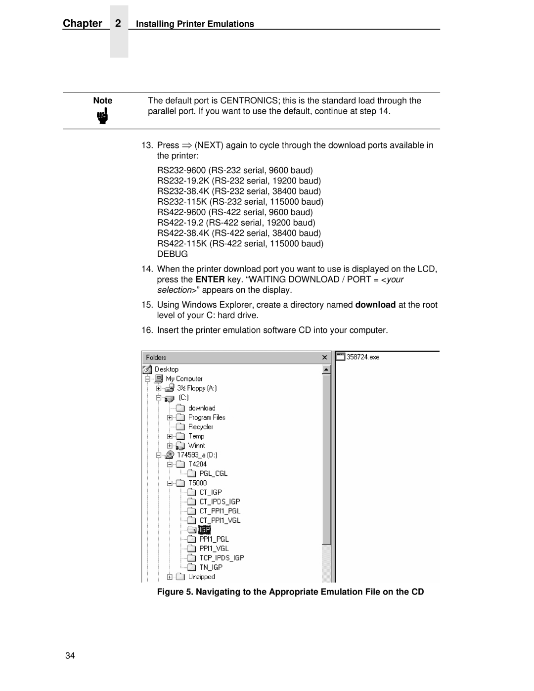 Printronix P5000LJ user manual Installing Printer Emulations, Navigating to the Appropriate Emulation File on the CD 