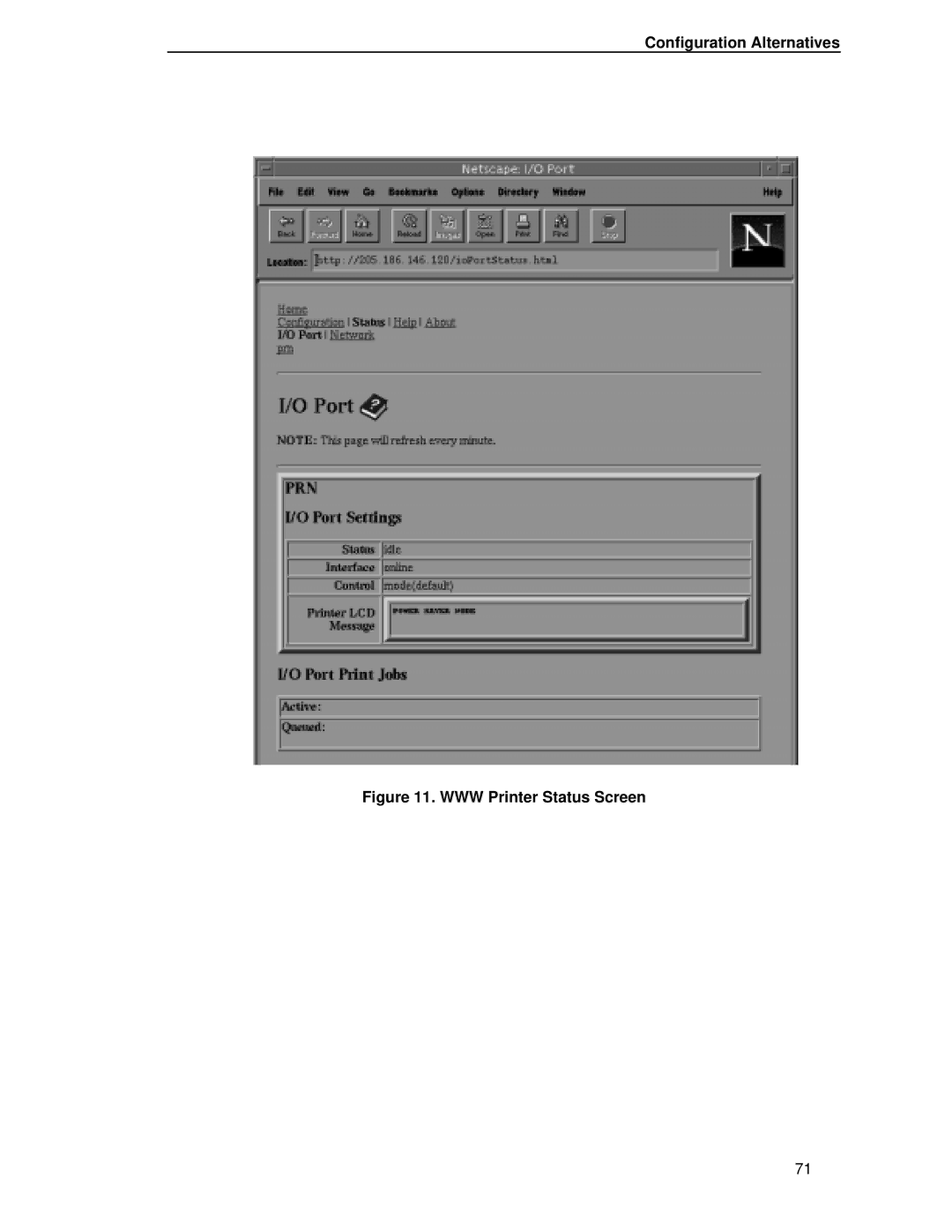 Printronix P5000LJ user manual WWW Printer Status Screen 