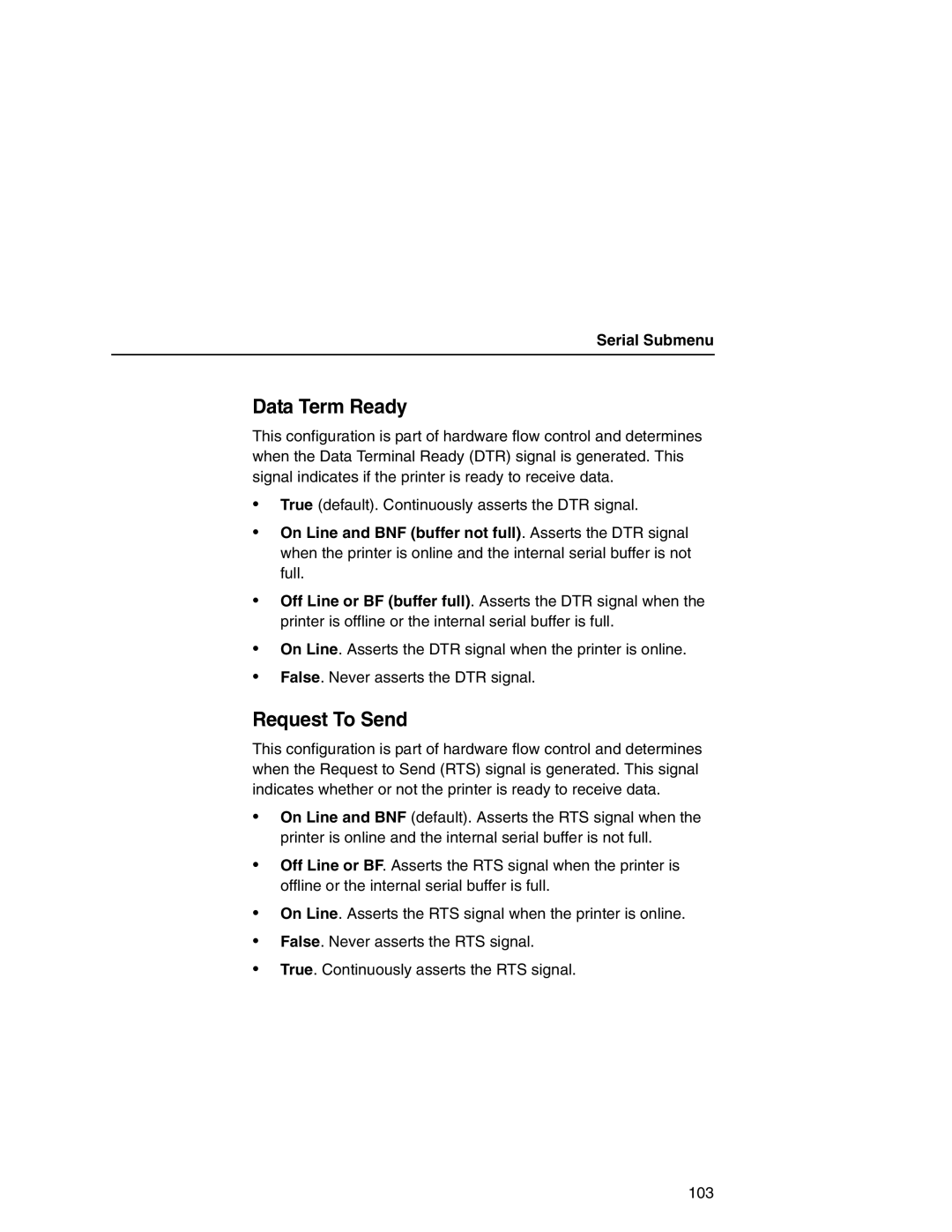 Printronix P7000 user manual Data Term Ready, Request To Send 